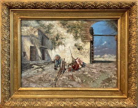 Riccardo Pellegrini (Attribuito)

"Cortile" 
olio su tela (cm 35x50)
in cornice