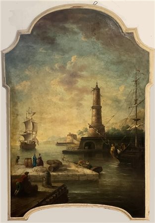 Scuola dell'inizio del secolo XIX

Scena portuale
olio su tela sagomata (cm 145