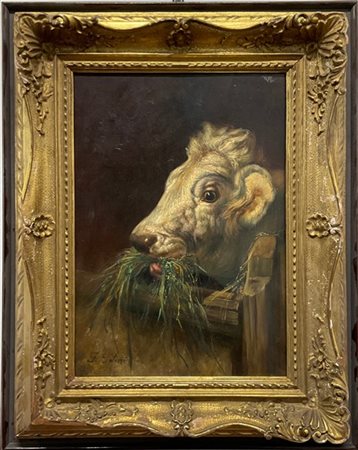 Ignoto di fine XIX secolo

"Alla mangiatoia" 
olio su tavola (cm 35x24,5)
reca