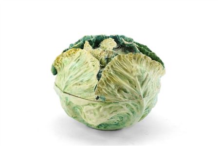 Manifattura di Nove, Bassano, secolo XIX. Zuppiera in terraglia policroma a for