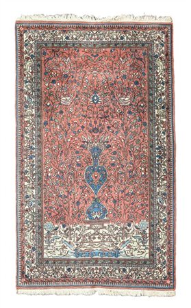 Tappeto Keshan, Persia, secolo XX. Decoro figurato con imponente vaso a fondo b