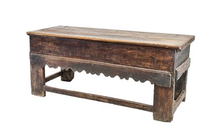 Madia in legni vari con piano ribaltabile e traversa sagomata (cm 177x76x69) (d