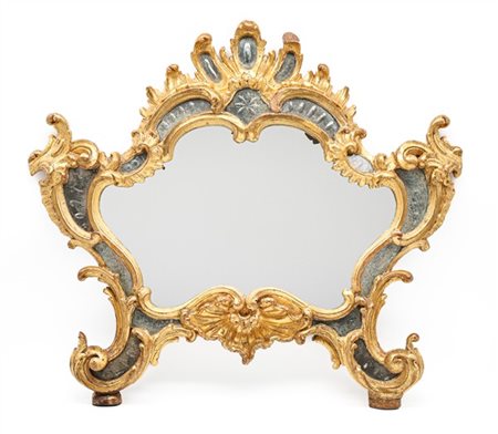 Manifattura piemontese, 1730 ca. Cornice da cartagloria in legno intagliato e d