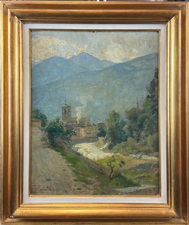 Enrico Ravetta "Sondrio" 
olio su cartone telato (cm 44x33,5)
firmato in basso a