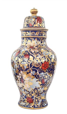 Manifattura del secolo XIX-XX. Grande potiche con coperchio in porcellana polic