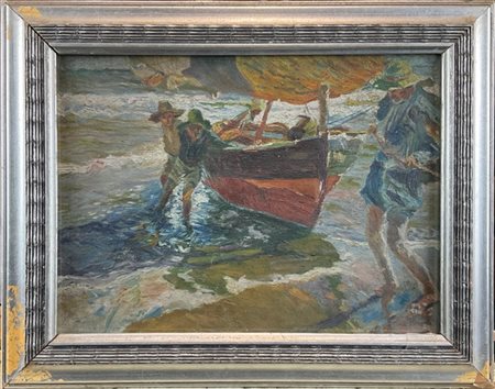 Da Joaquín Sorolla y Bastida

"Ritorno dalla pesca" 
olio su cartone telato (cm
