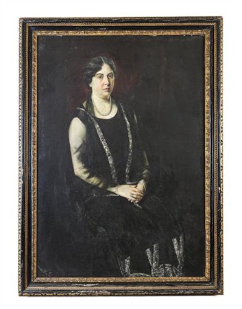 Rosario Pulvirenti "Ritratto di signora" 
olio su tela (cm 135x95)
firmato in ba