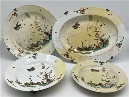Manifattura di Meissen, secolo XVIII. Lotto composto da quattro diversi piatti