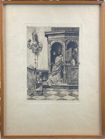 Alfonso Hollander "Confessionale"
acquaforte 
mm 270x197 all'impronta
in cornice