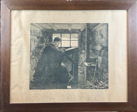 Stampa intitolata "L'Eremita"
(cm 54x69)
firmata e datata "Gagliardo 1925-1926"