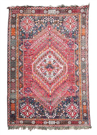 Tappeto Shiraz, Persia, inizio secolo XX. Decoro con piccolo medaglione romboid