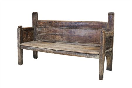 Panca con schienale pannellato e montanti sagomati, gambe squadrate (cm 175x104