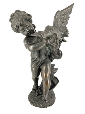 Da Auguste Moreau

"Fanciullo con oca" 
scultura in bronzo brunito (h cm 60x38)