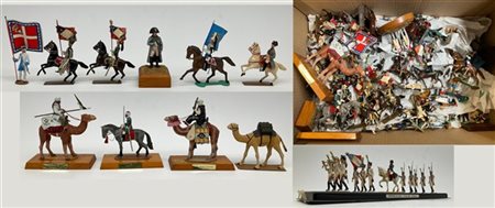 Lotto composto da numerosissimi soldatini e altre figure in piombo dipinto e al