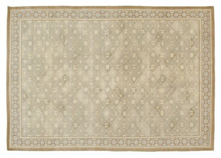 Tappeto Samarcanda, Turkestan orientale, secolo XX. Decoro a griglia nei toni d