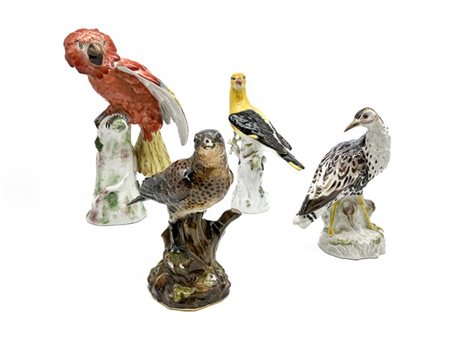 Manifattura di Meissen, secolo XIX-XX. Lotto composto da tre figure di volatili