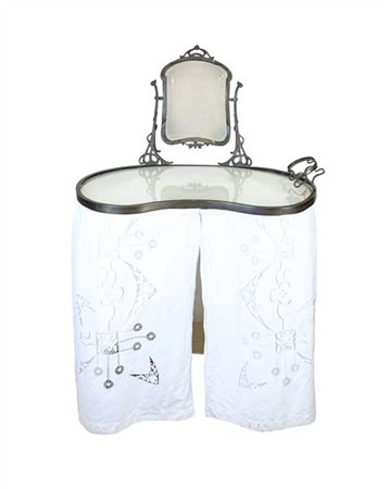 Toelette Liberty con sostegno in legno dipinto bianco, un cassetto sottopiano,