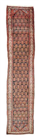 Tappeto passatoia Serabend, Persia, inizio secolo XX. Decoro con file di Boteh