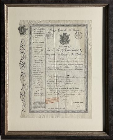 Passaporto di epoca napoleonica rilasciato dalla Polizia Generale del Regno d'I