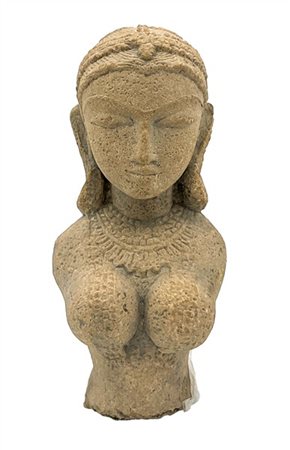 Arte dell'estremo oriente. Busto di divinità in pietra scolpita (h cm 27) (dife
