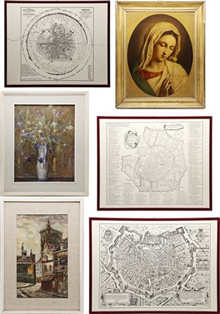 Lotto composto da un dipinto raffigurante uno scorcio di paesaggio, uno raffigu