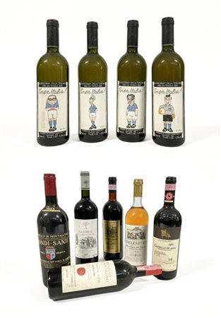 Lotto composto da oltre 20 bottiglie di vino in tre cartoni, tra le quali Walle
