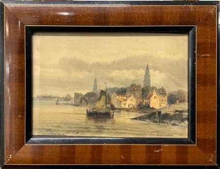 Peter Henricus Theodorus Tetar van Elven "Scorcio di città portuale olandese" 18