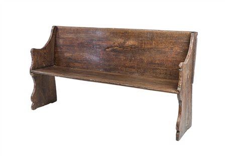 Panca in castagno con montanti sagomati (cm 167x91x42) (difetti)