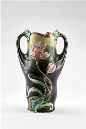 Antoine Gustave De Bruyn Vaso biansato Art Nouveau. Francia, inizio secolo XX. P