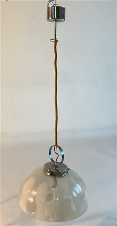 Mazzega (Attribuito)
Lampada a sospensione saliscendi in metallo cromato e vetro