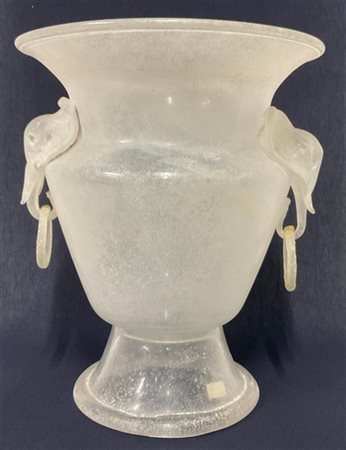 Vittorio Rigattieri Vaso a cratere in vetro soffiato cristallo decorato a effett