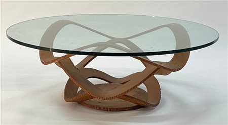 Maurice Barilone * Tavolo basso con struttura in ferro forgiato e tinto ocra e p