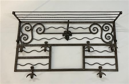 Attaccapanni di gusto Déco in ferro forgiato e saldato. Italia, seconda metà se