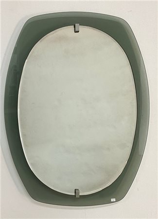 Veca * Specchiera con cornice in vetro fumé. Italia, anni '70. Recante etichetta