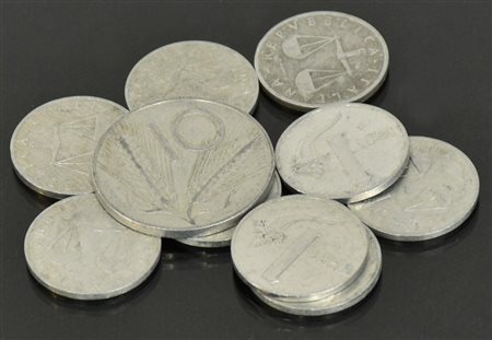 LOTTO DI 10 MONETE DELLA REPUBBLICA ITALIANA composto da: 1 lira 1951 50 lire...