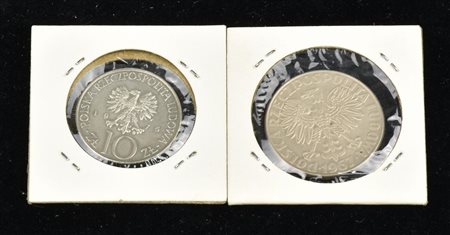 LOTTO DI 2 MONETE composto da: 1 moneta da 10 Zloty del 1967 1 moneta da 10...