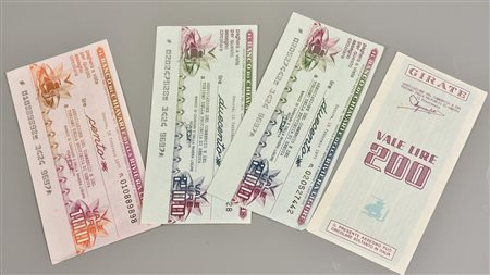 LOTTO DI ASSEGNI CIRCOLARI composto da 4 assegni emessi nel 1977