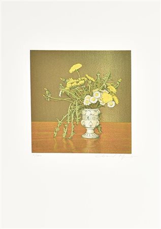Dario Manini VASO DI FIORI incisione, cm 21x19, su foglio 50x35; es. 4/100...