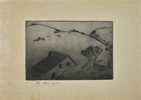 Remo Pasetto CASOLARE incisione, cm 19,5x29, su foglio 34x48,5; es. 1/30...