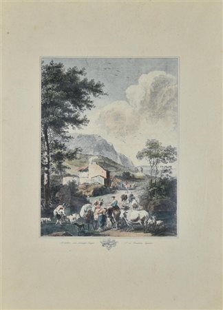 Anonimo SCENA PASTORALE stampa su carta, cm 43x31