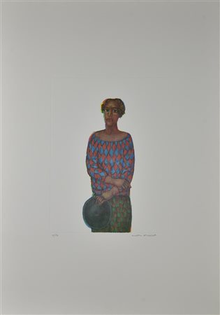 Matteo Discepolo CLOWN incisione su carta Fabriano, battuta cm 33,5x25,5, su...