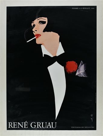 Rene' Gruau FEMME A L'OEILLET, 1981 stampa tipografica, cm 80x60 Editions Du...