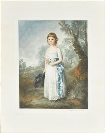 Ernest Sydney Wilson RITRATTO DI FANCIULLA mezzatinta a colori, cm 45x32, su...