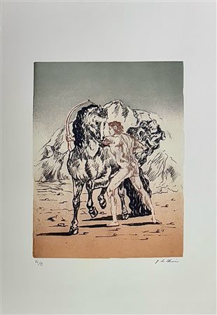 Giorgio De Chirico “Arciere con cavallo” 1972