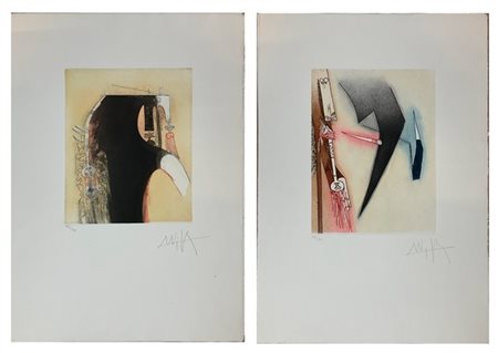 Wifredo Lam Due acqueforti e acquetinte a colori di diverso soggetto
fogli cm 62
