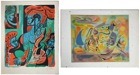 ANDRÈ MASSON due litografie a colori di soggetto e misure diverse
misura max cm