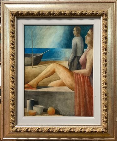 marcello Scuffi "I bagnanti della sera. Figure sul mare" 1998
tecnica mista su t