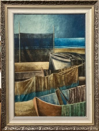 marcello Scuffi "Barche in secca" 1996
tecnica mista su tela
cm 70x50
firmato in