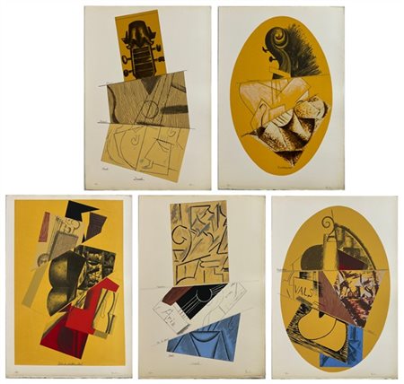 Aldo Mondino "Sonate" 1976
cartella contenente cinque serigrafie a colori
cm 78x