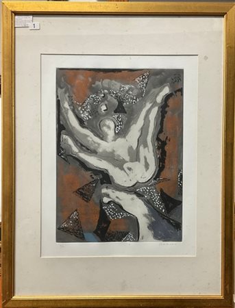 Marino Marini "Giocoliere e cavallo" 1977
acquaforte e acquatinta a colori
lastr